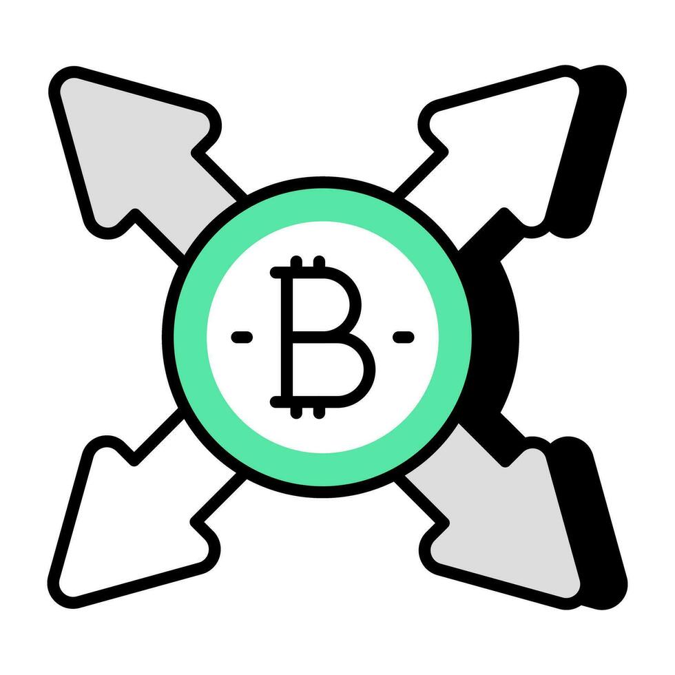 ein Symbol Design von Bitcoin Richtungen vektor