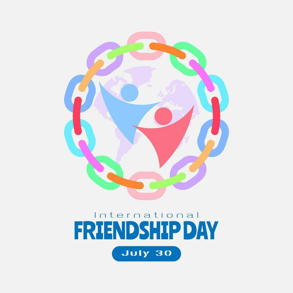 International Freundschaft Tag Logo mit das Kette Formen ein Kreis welche symbolisiert das Bindung für immer vektor