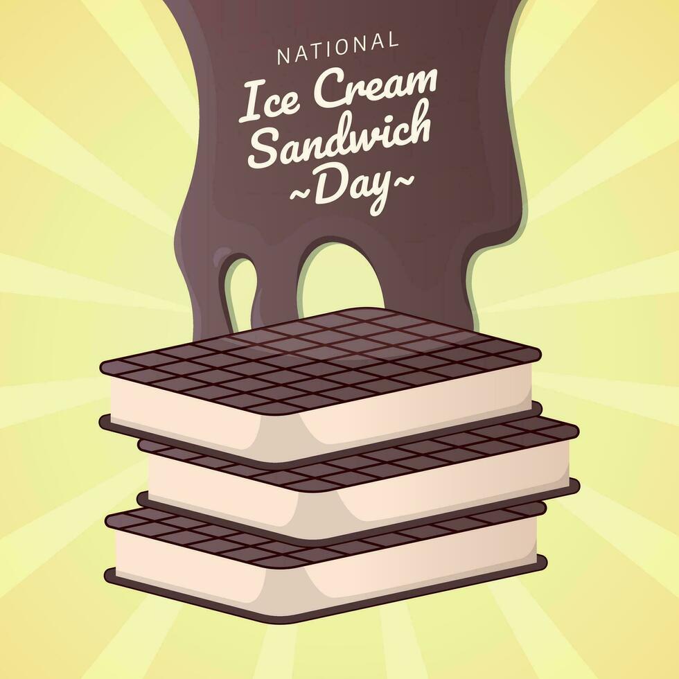 National Eis Sahne Sandwich Tag Design Vorlage zum Feier. glücklich Eis Sahne Sandwich Tag. Eis Sahne Sandwich Vektor Illustration.