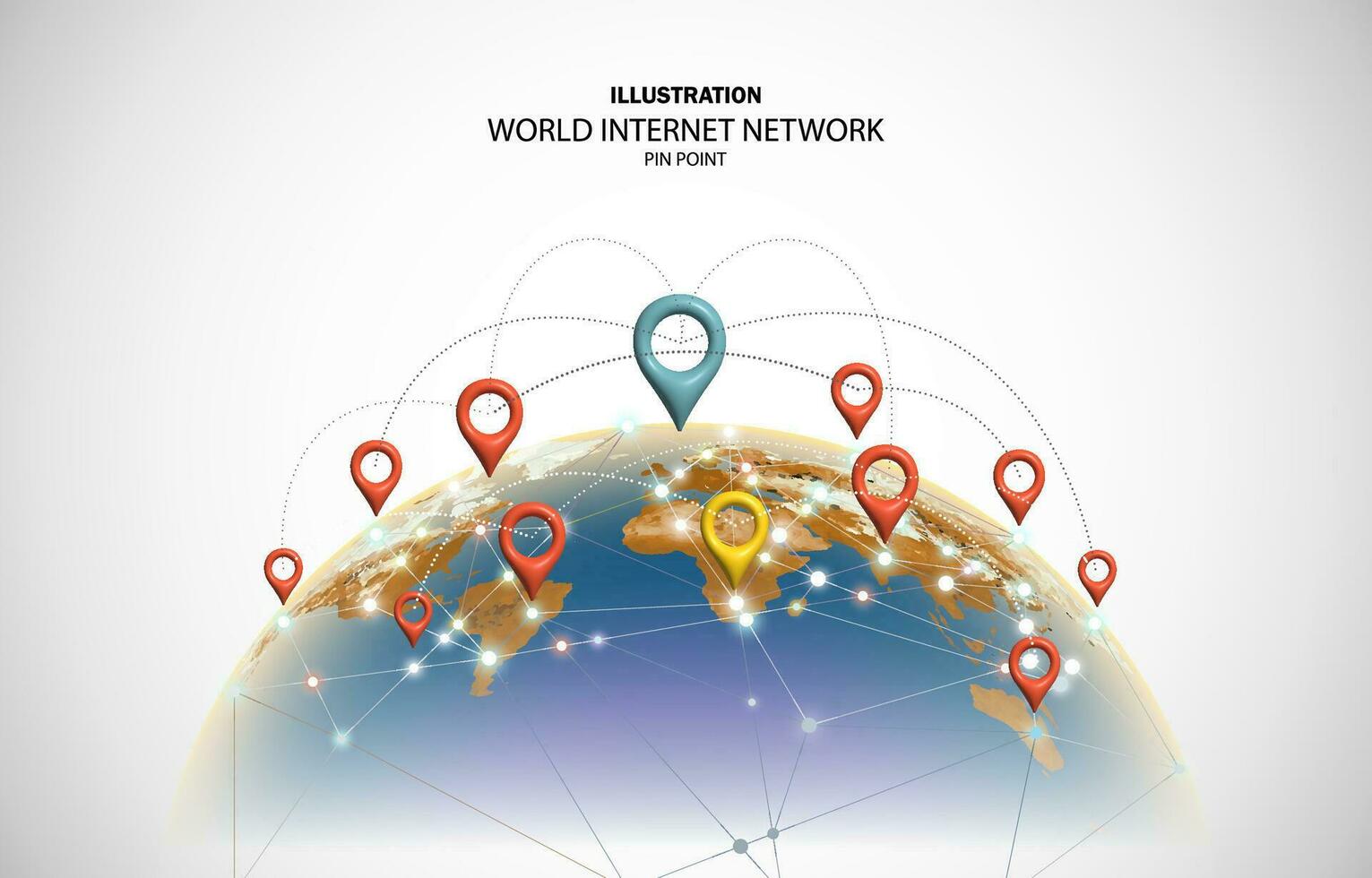 Welt Karte Technologie Internet Netzwerk mit Stift Punkt. vektor