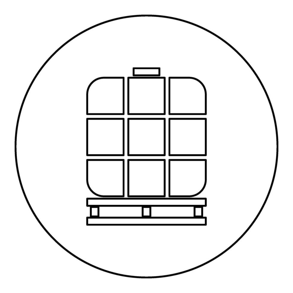 ibc mellanliggande bulk behållare tank för vätskor vätska vatten lagring reservoar ikon i cirkel runda svart Färg vektor illustration bild översikt kontur linje tunn stil