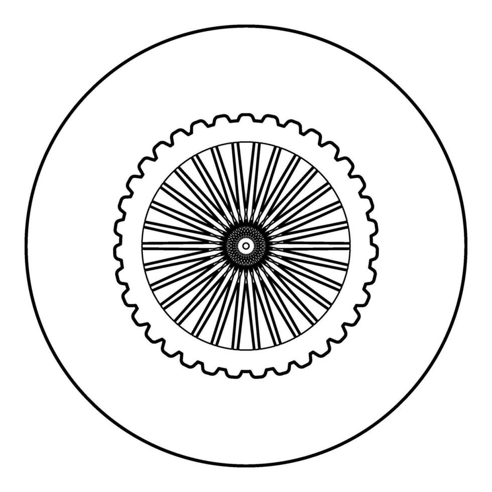 Fahrrad Rad Fahrrad Fahrrad Motorrad Symbol im Kreis runden schwarz Farbe Vektor Illustration Bild Gliederung Kontur Linie dünn Stil