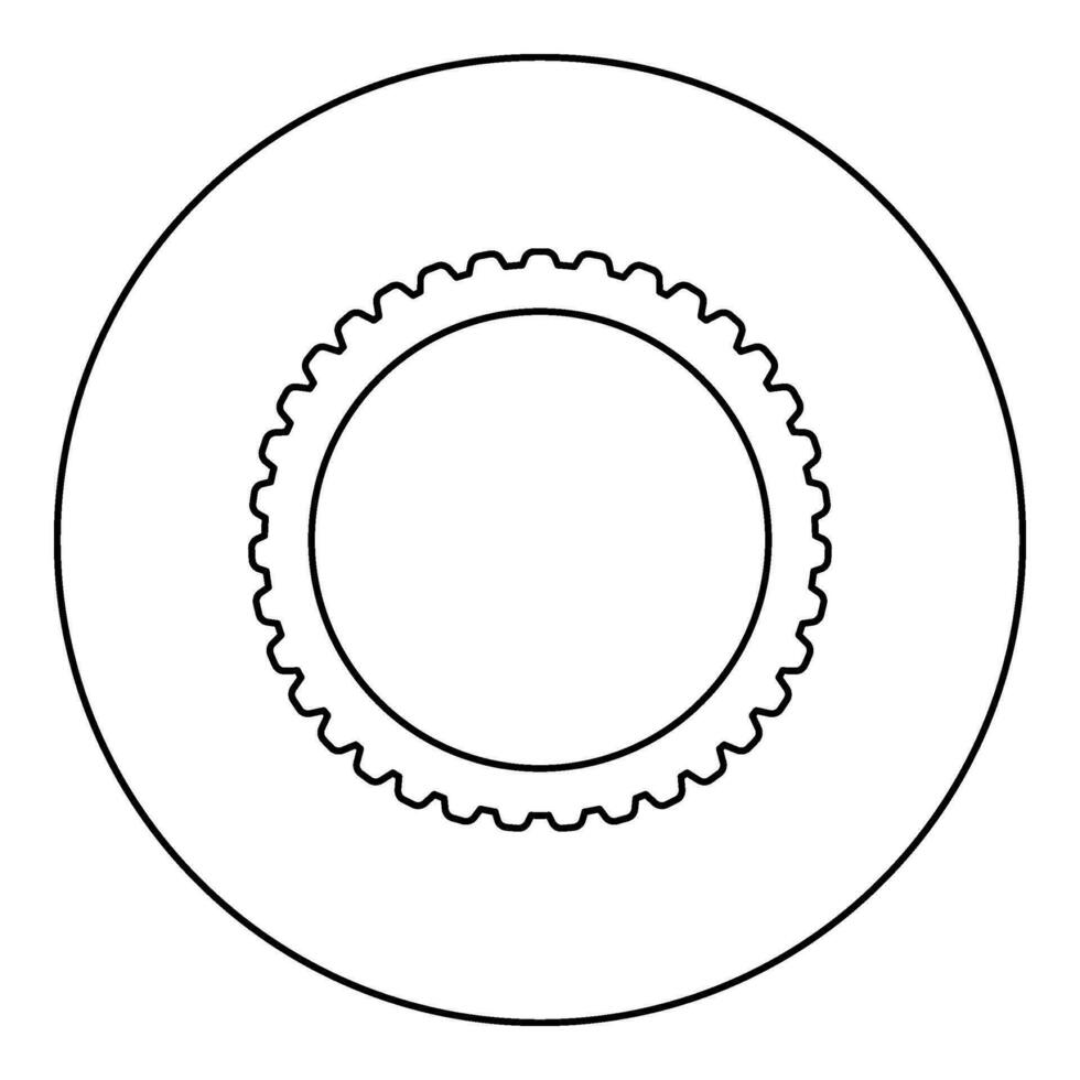 Fahrrad Reifen Fahrrad Reifen Motorrad Teile Rad Gummi Verbindung Symbol im Kreis runden schwarz Farbe Vektor Illustration Bild Gliederung Kontur Linie dünn Stil