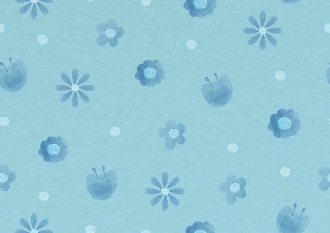 Blumen nahtlos Hintergrund und Geschenk Verpackung im Aquarell Stil und retro Blau Farbe Hintergrund vektor