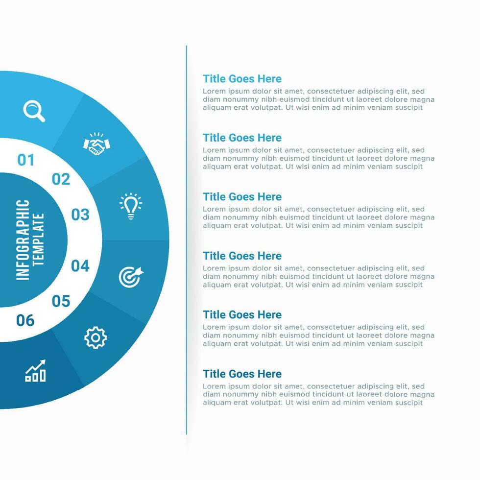 enkel och rena presentation cirkulär företag infographic design mall med 6 bar av alternativ vektor