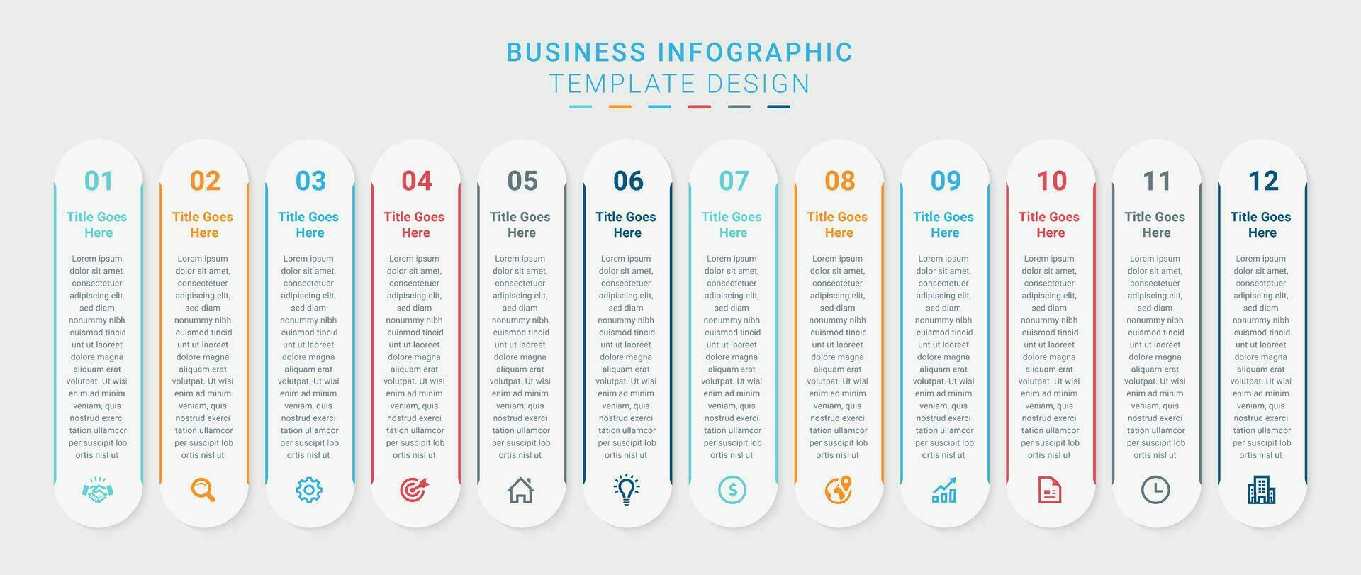 einfach und sauber Präsentation modern Geschäft Infografik Design Vorlage mit 12 Bar von Optionen vektor