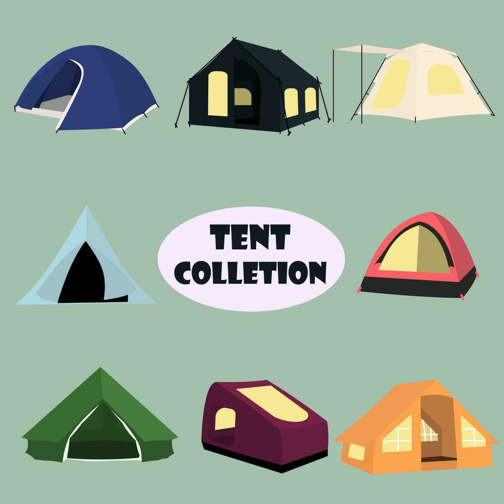 samling av camping tält vektor ikoner isolerat på vit bakgrund