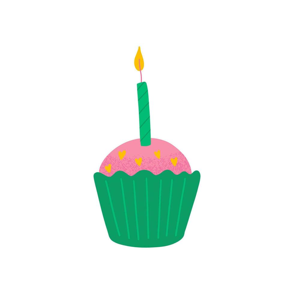 Geburtstag Kuchen Muffin mit Kerze vektor