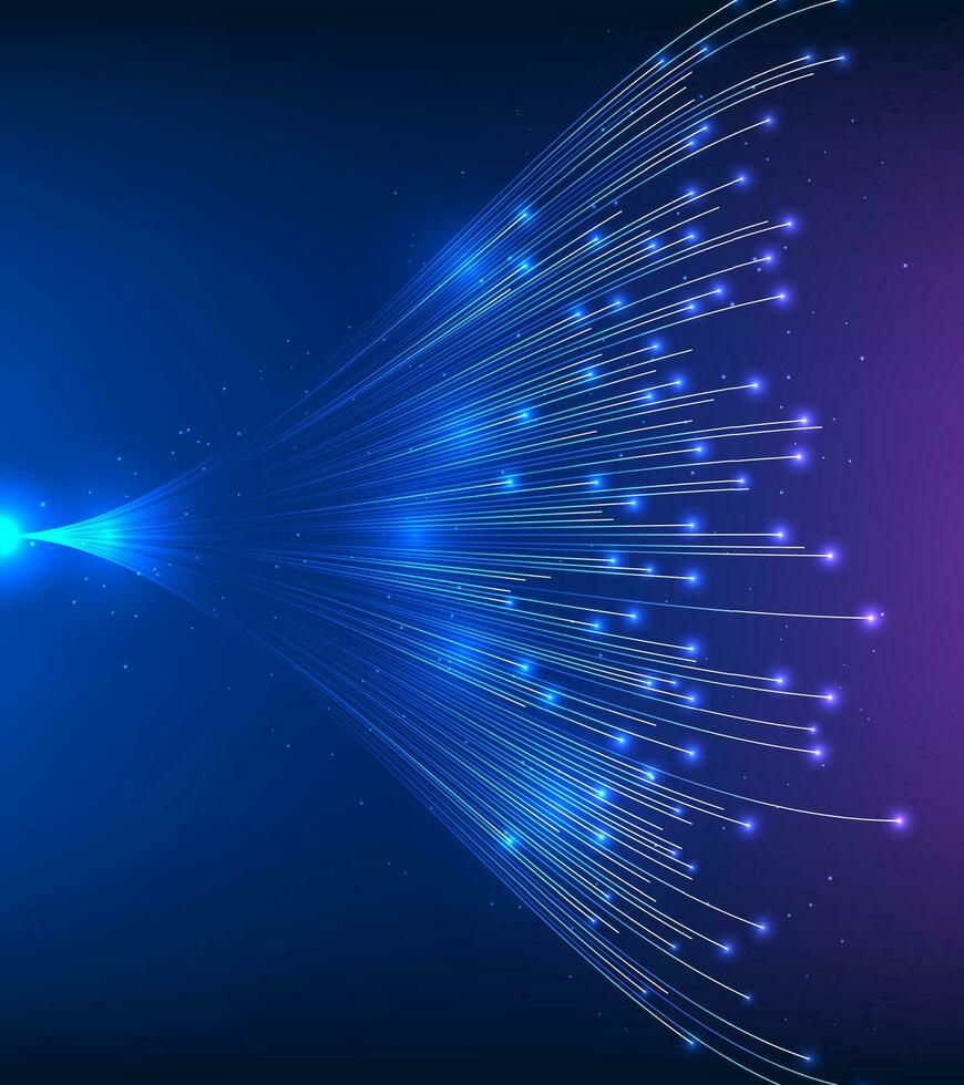 stor data teknologi de överlappande rader av ljus flög på fascinerande fart, tillsats ett fängslande glöd. stor data teknologi är samlade in och överförs genom hög hastighet internet nätverk. vektor