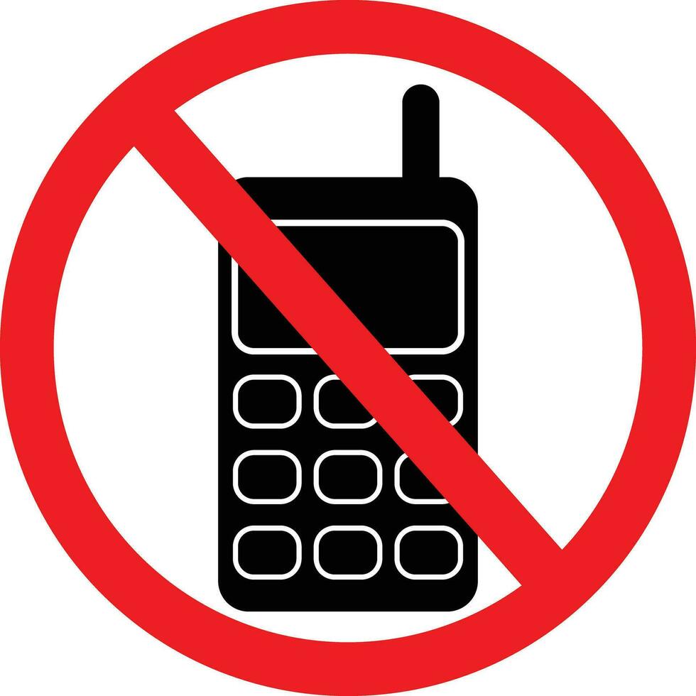 Nej cell, mobil telefon symbol. förbud tecken. restriktion ikon vektor
