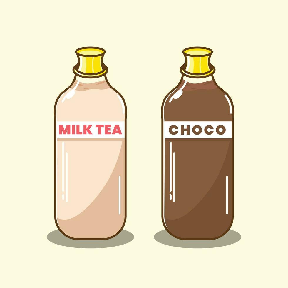 Vektor Illustration von Schokolade trinken und Milchtee trinken