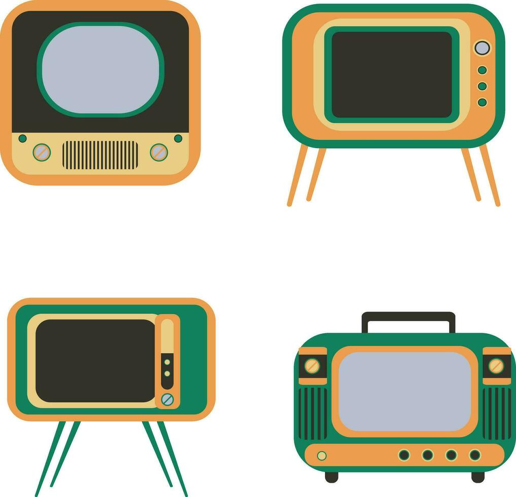 retro tv digital.evolution av tv, gammal eller retro och modern mottagare på vit bakgrund. vektor illustration