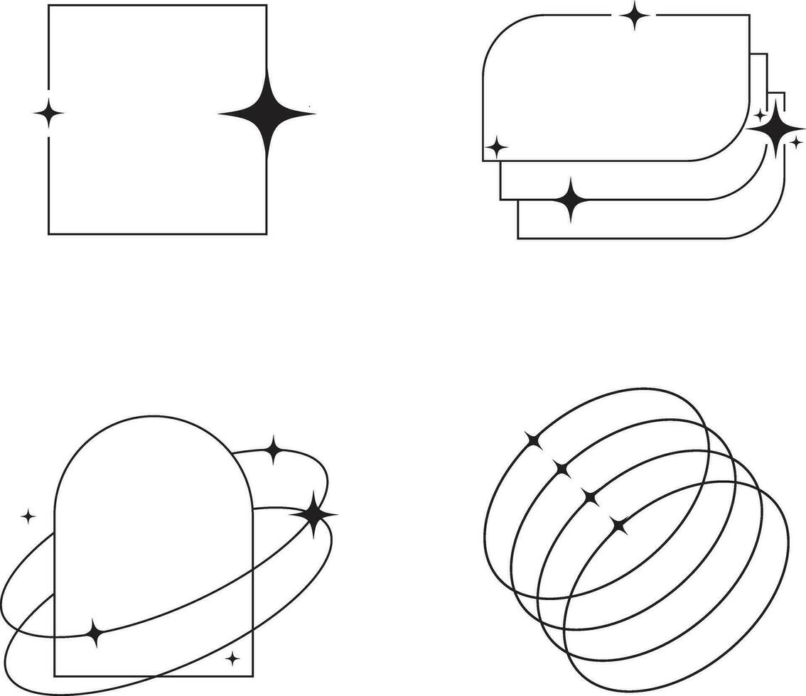 monoline minimalistisk form samling för design element mallar. vektor illustration