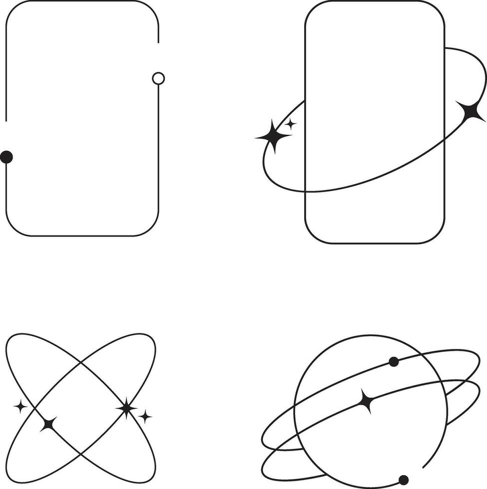 Monoline minimalistisch gestalten Sammlung zum Design Elemente Vorlagen. Vektor Illustration