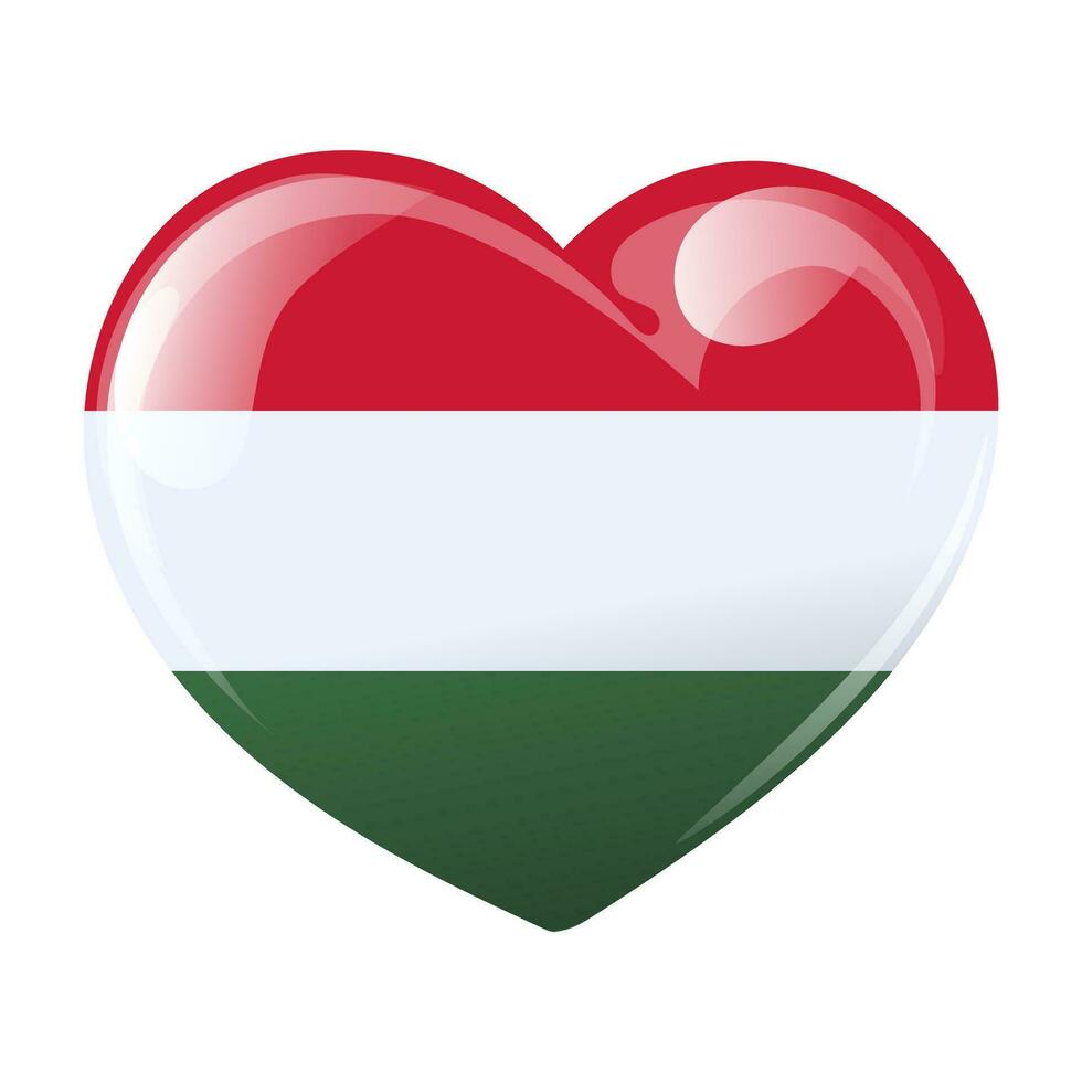flagga av ungern i de form av en hjärta. hjärta med de ungerska flagga. 3d illustration, vektor
