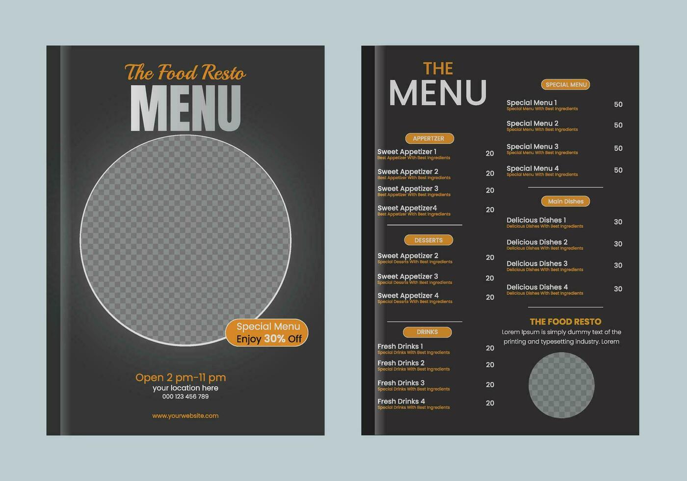 restaurang mat meny layout , vektor