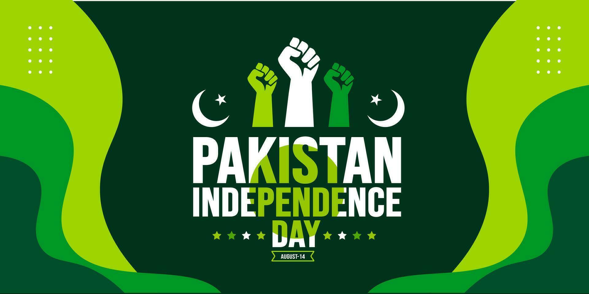 14 augusti pakistan oberoende dag bakgrund mall. Semester begrepp. bakgrund, baner, plakat, kort, och affisch design mall med text inskrift och standard Färg. du m e azadi vektor