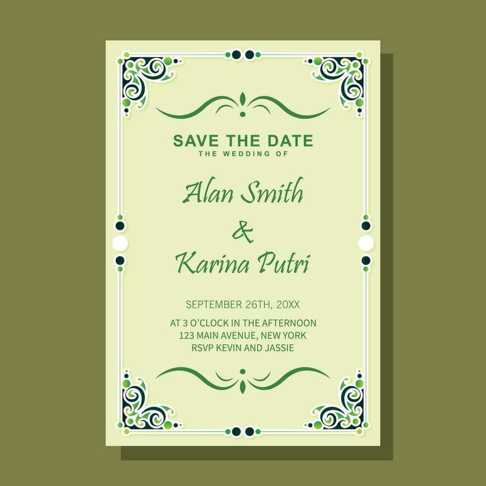 bröllop inbjudan kort med blommig mönster vektor
