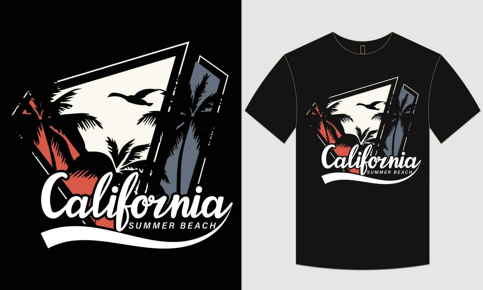 Kalifornien und Sommer- T-Shirt Design vektor