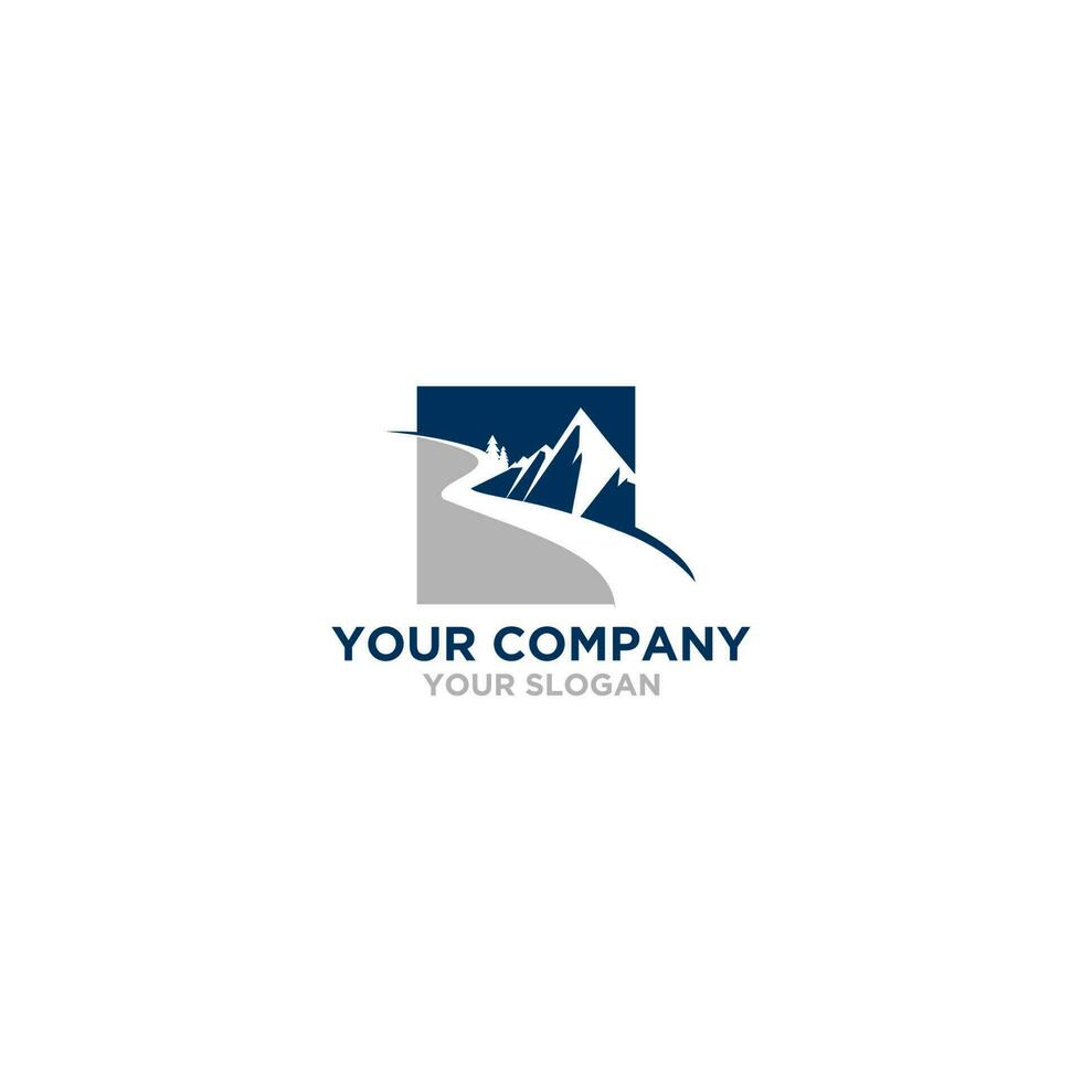 Berg Fluss Logo Design Vektor