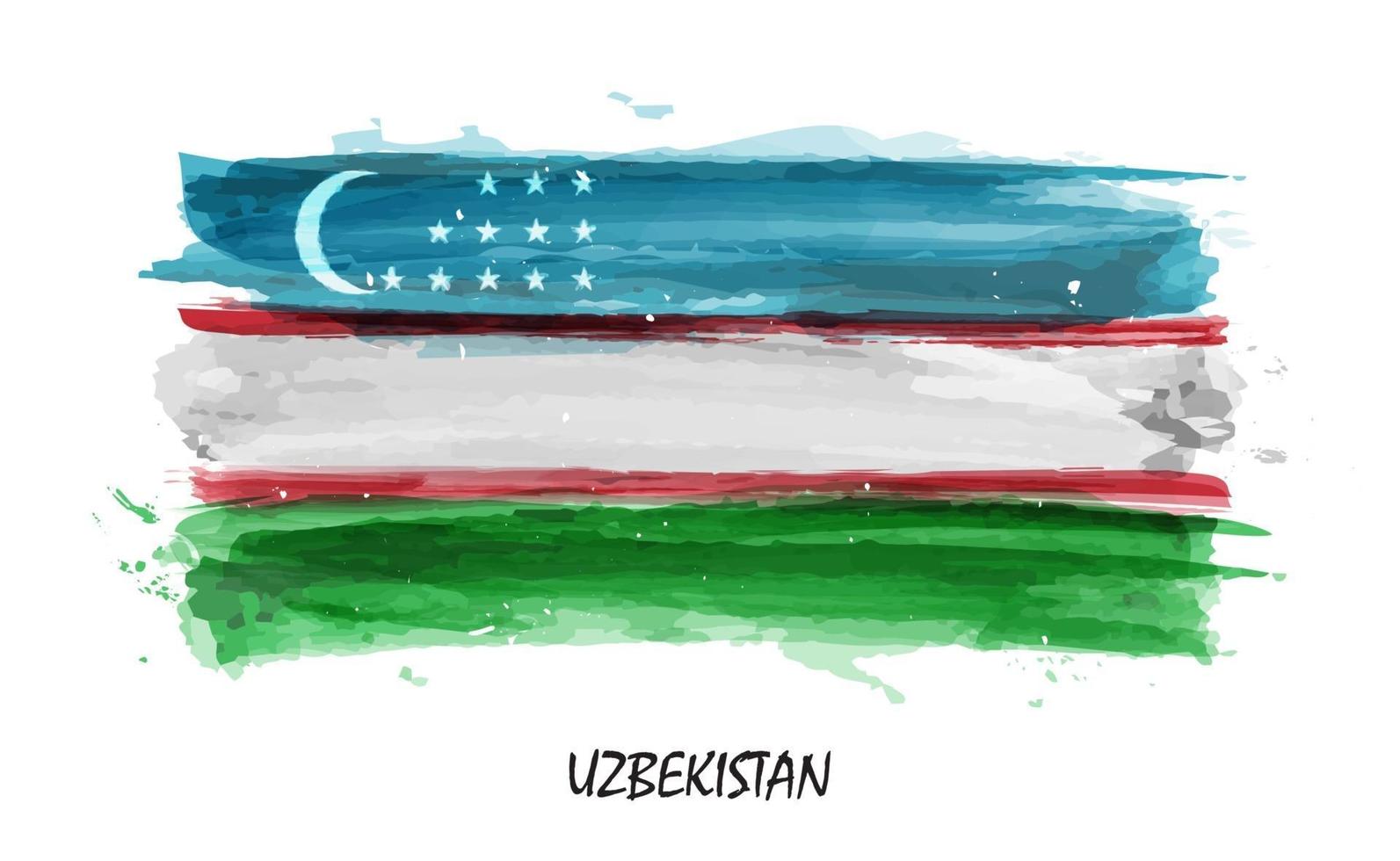 realistische aquarellmalerei flagge von usbekistan. Vektor. vektor