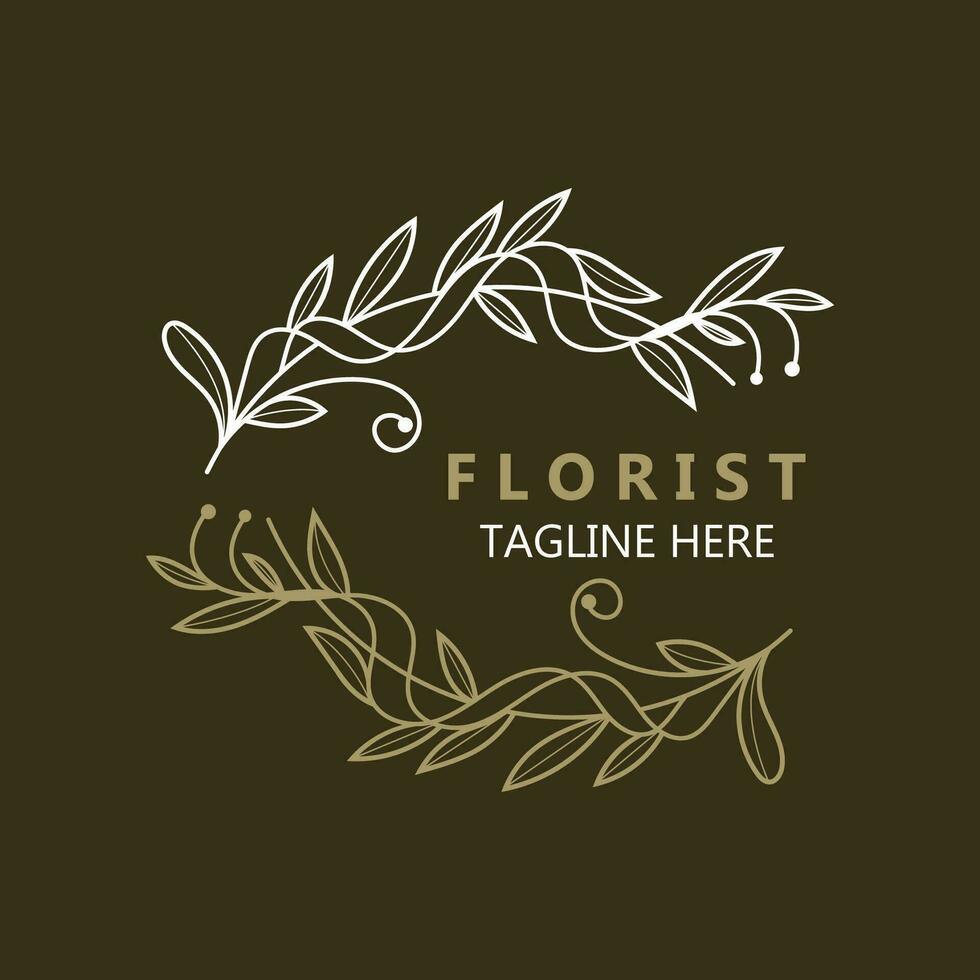 blomsterhandlare logotyp skön blommig blad och blomma vektor konst, ikon grafisk dekoration företag bröllop mall