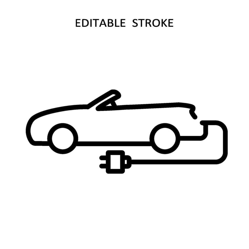 elektrisch Auto Symbol. Hybrid Fahrzeug Piktogramm. Linie elektrisch Auto vektor