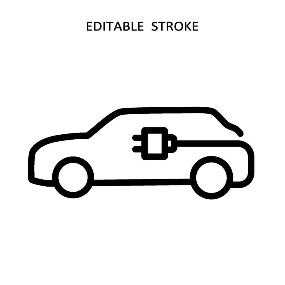 elektrisch Auto Symbol. Hybrid Fahrzeug Piktogramm. Linie elektrisch Auto vektor