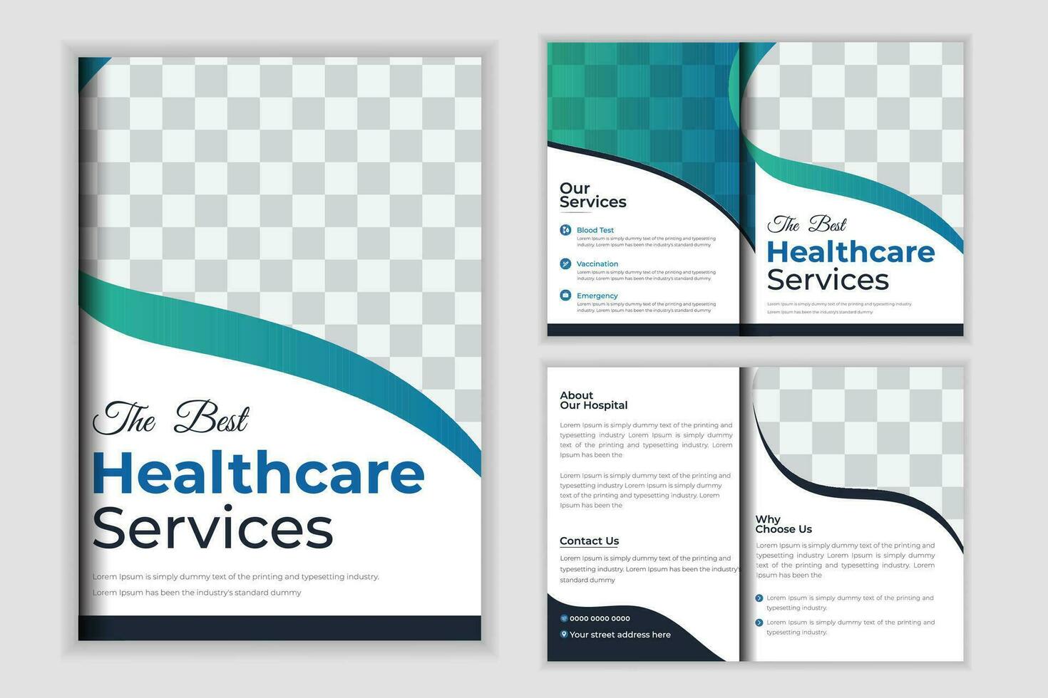 medizinisch zweifach gefaltet Broschüre Design Vorlage zum Ihre Geschäft vektor