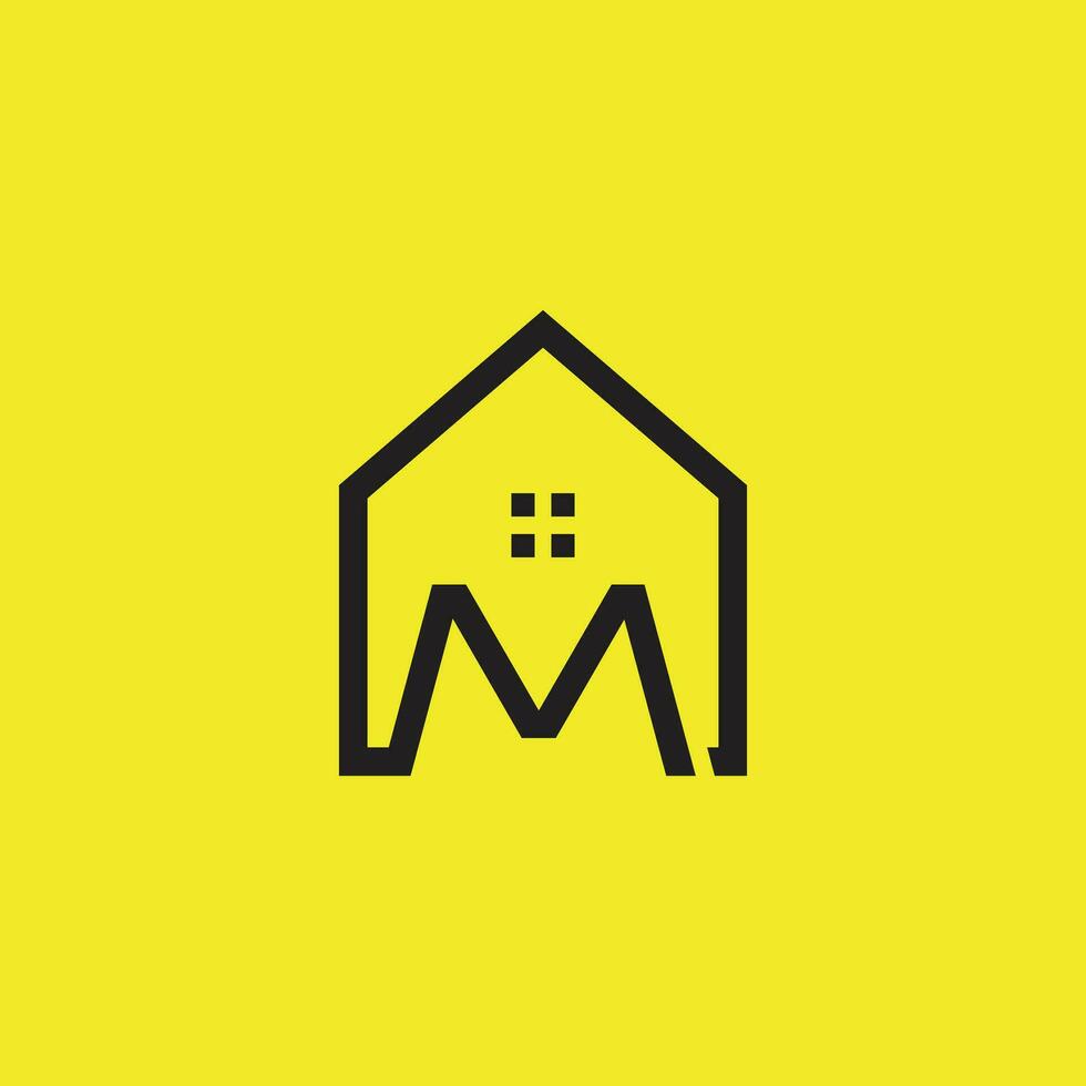 brev m logotyp vektor med kreativ hus begrepp design aning