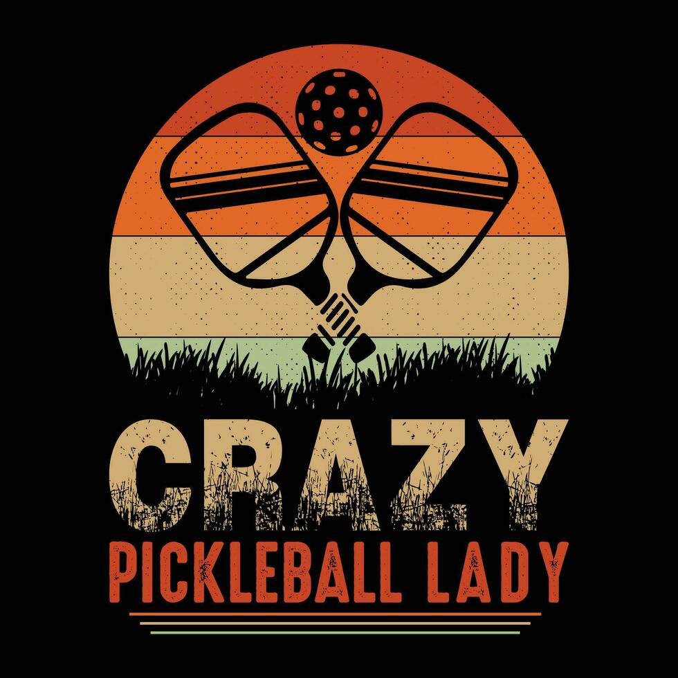 rolig pickleball spelare sporter retro årgång pickleball t-shirt design vektor