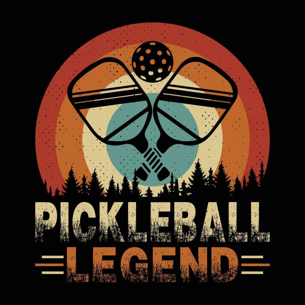 lustiger pickleball Spieler trägt retro Vintagen pickleball T-Shirt Entwurf zur Schau vektor