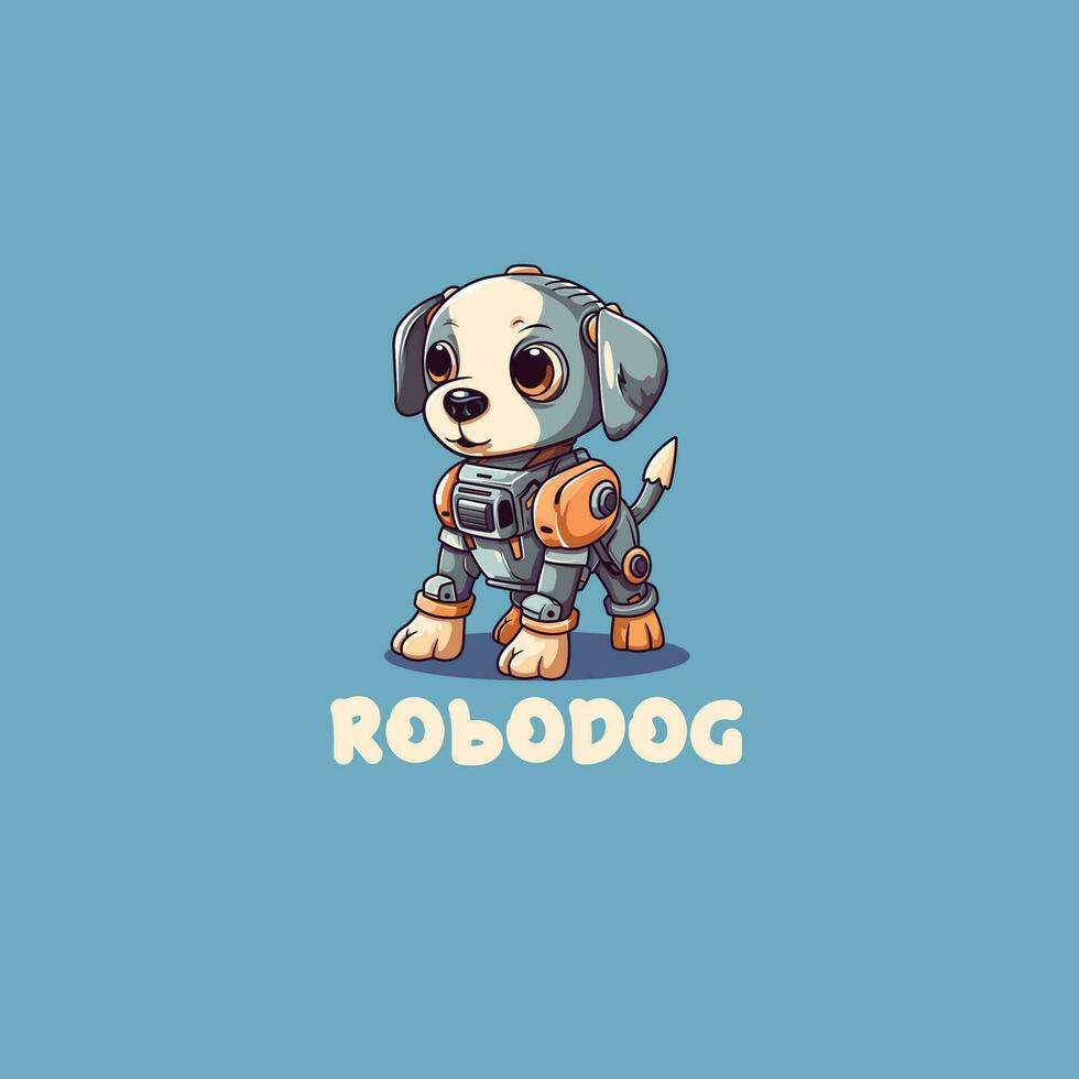 süß Karikatur bezaubernd Roboter Hund. Roboter Hund Maskottchen Logo Vektor Illustration