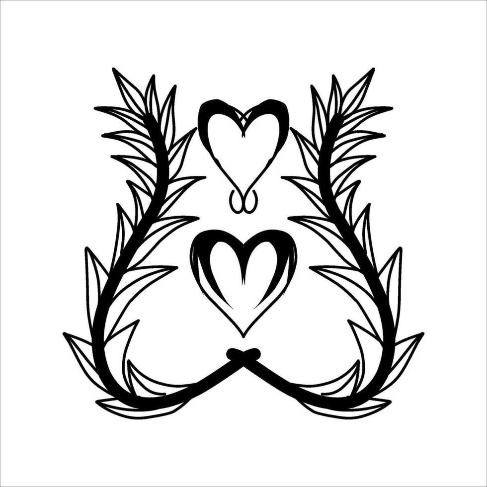 Liebe Ornament Illustration, Valentinsgrüße Tag Ornament, Liebe Symbol Design mit attraktiv kha Carving zum Valentinsgrüße Feier vektor