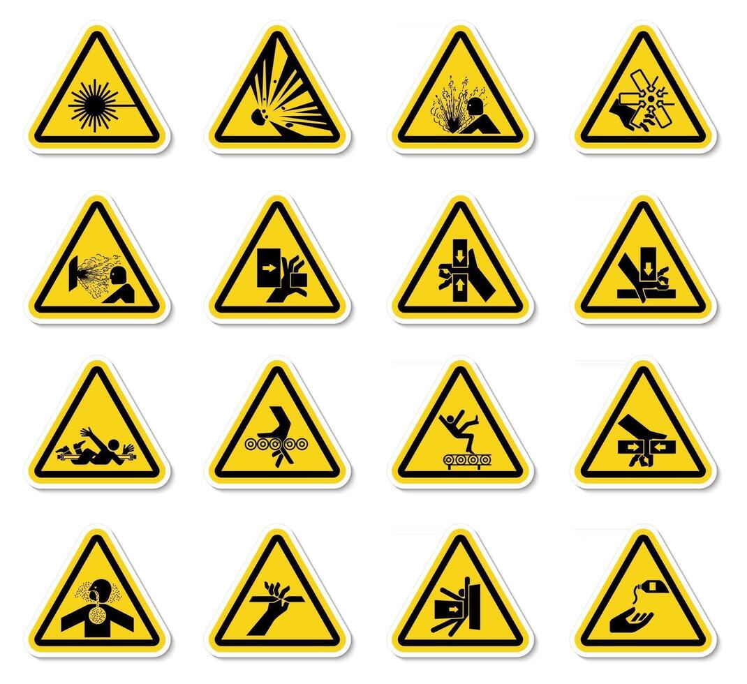 Warnsignalsymbole kennzeichnen Zeichen isolieren auf weißem Hintergrund, Vektorillustration vektor