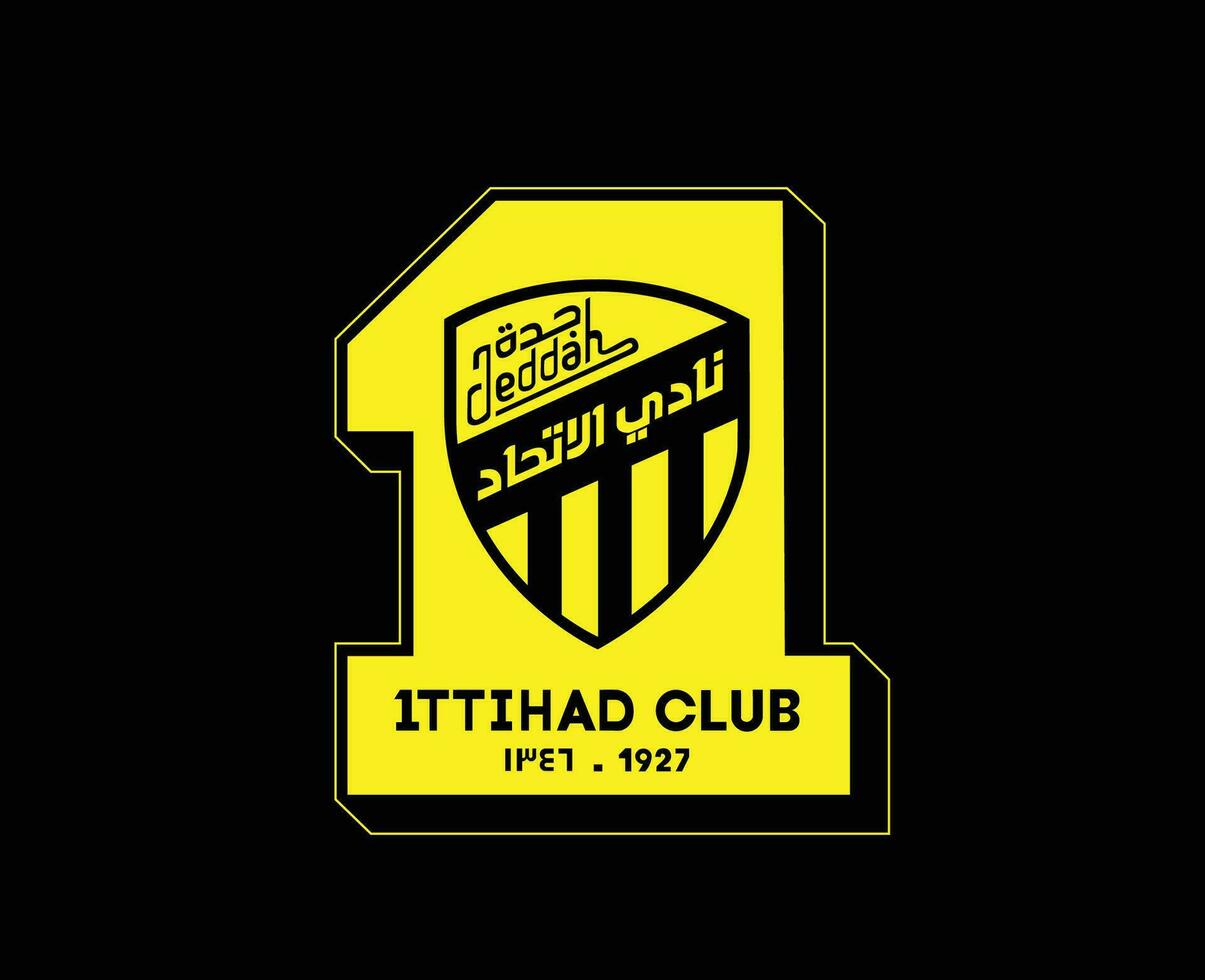 al ittihad klubb logotyp symbol saudi arabien fotboll abstrakt design vektor illustration med svart bakgrund