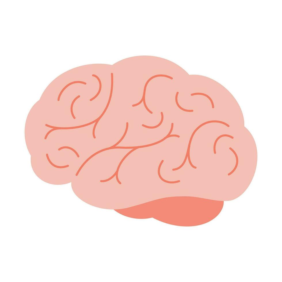 Gehirn oder Verstand Seite Aussicht Linie Kunst Farbe Vektor Symbol zum medizinisch