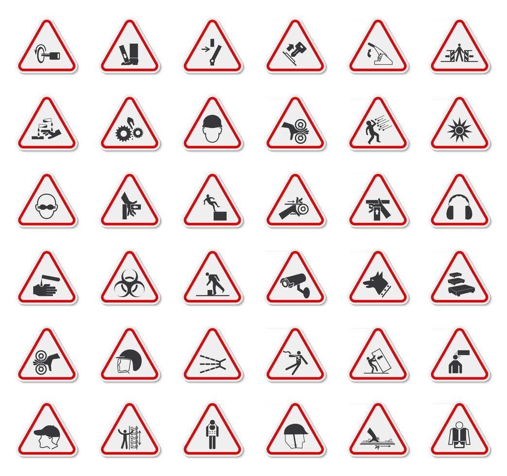 Warnsignalsymbole kennzeichnen Zeichen isolieren auf weißem Hintergrund, Vektorillustration vektor