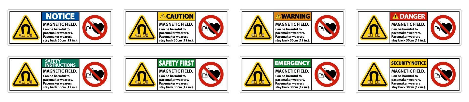 magnetfält kan vara skadligt för pacemaker-bärare. pacemaker-bärare. stanna 30 cm bak vektor