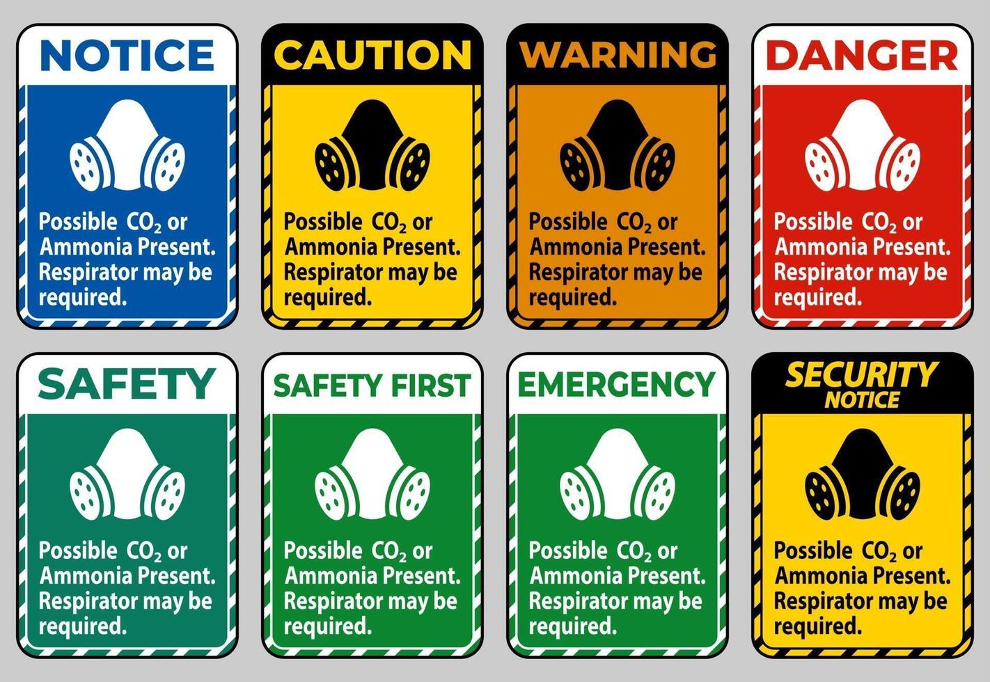 Wenn möglicherweise CO2 oder Ammoniak vorhanden ist, ist möglicherweise eine Atemschutzmaske erforderlich vektor