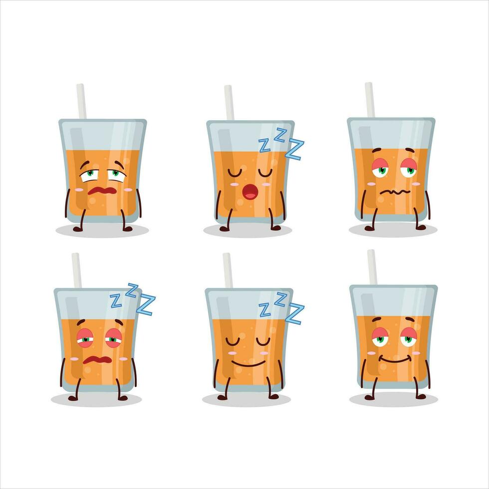 tecknad serie karaktär av papaya juice med sömnig uttryck vektor
