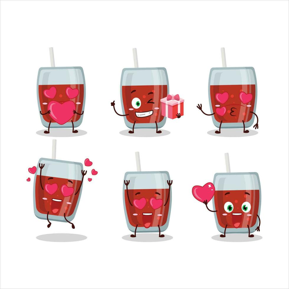 äpple juice tecknad serie karaktär med kärlek söt uttryckssymbol vektor