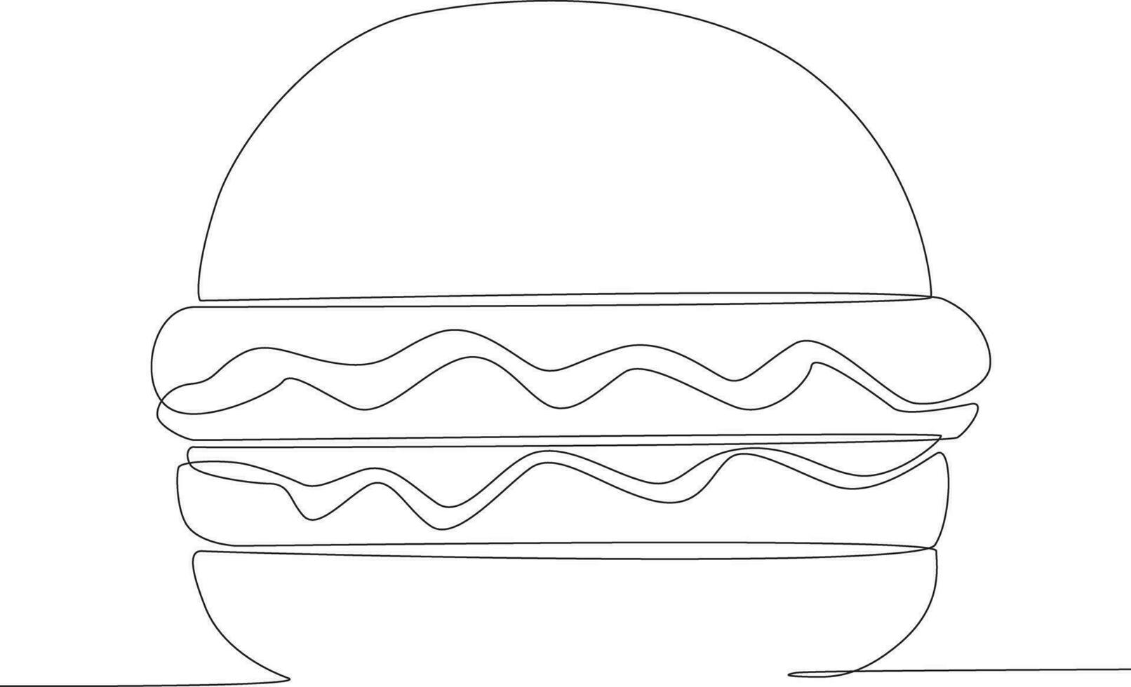 Single kontinuierlich Linie Zeichnung frisch köstlich Burger. global Tag Elternteil Konzept vektor