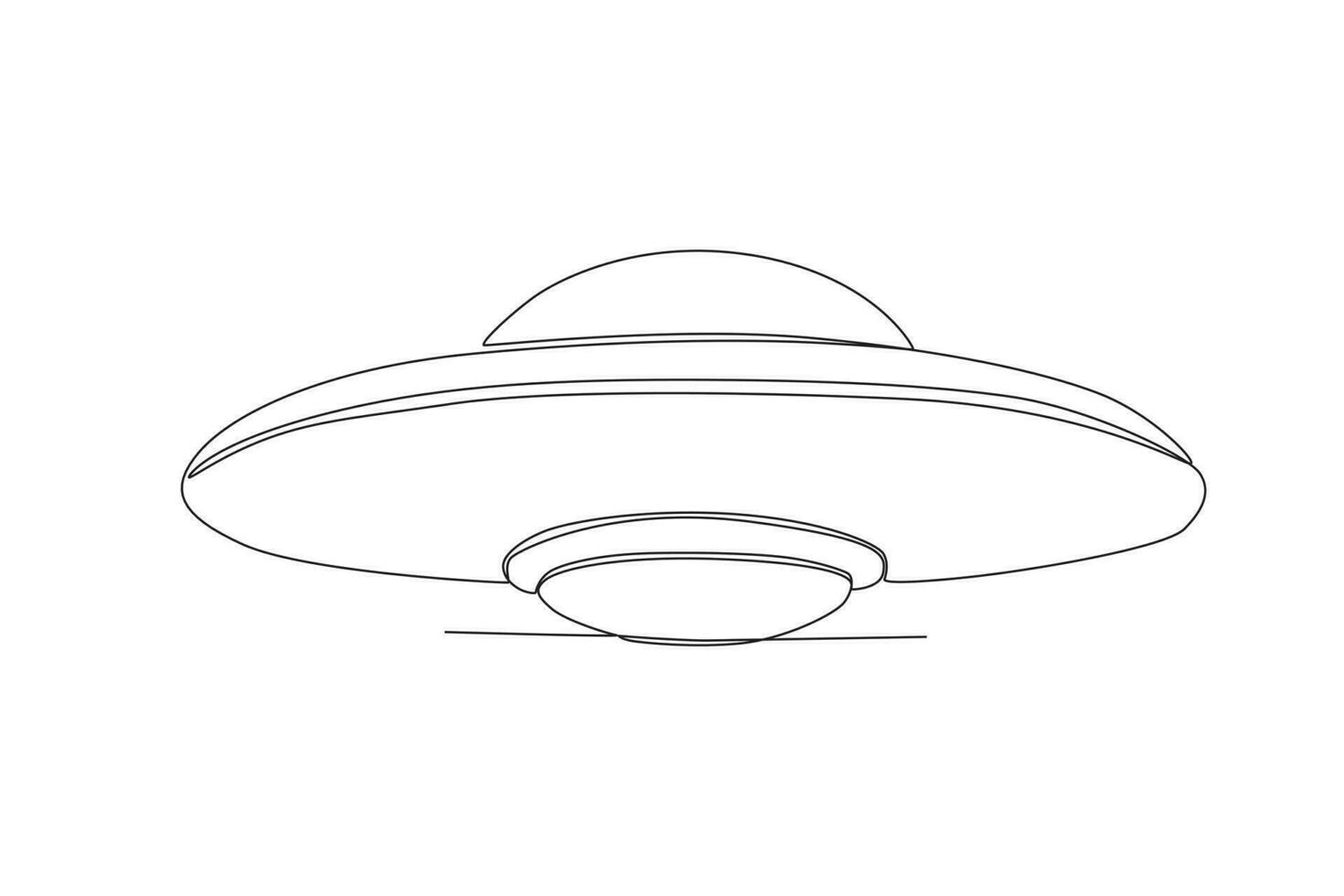 Vektor kontinuierlich einer Linie Zeichnung UFO unbekannt fliegend Objekt äußere Raum Konzept Single Linie zeichnen Design Vektor