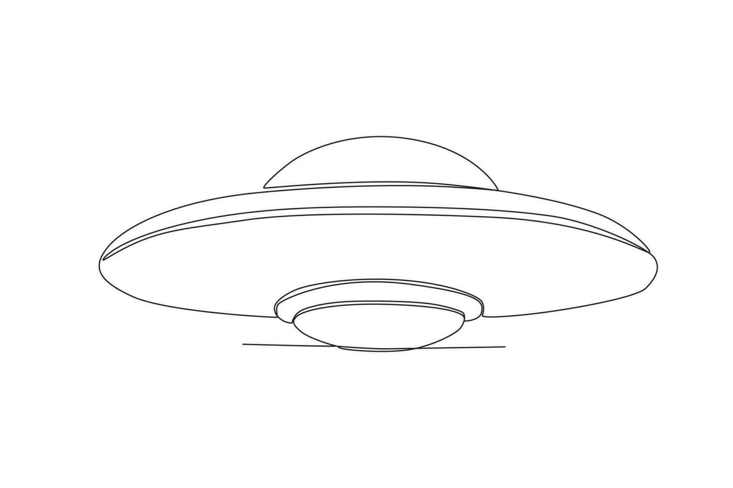 vektor kontinuerlig ett linje teckning UFO oidentifierad flygande objekt yttre Plats begrepp enda linje dra design vektor