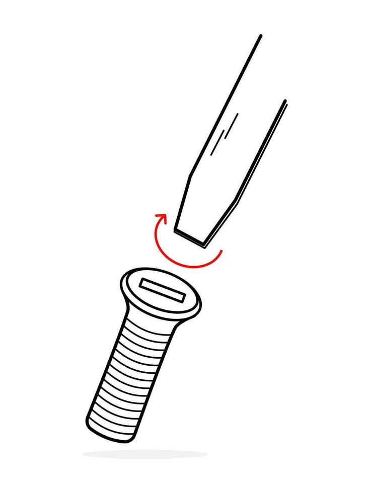 Schraubendreher und Schraube Symbol, eben Stil auf Weiß Hintergrund. Vektor Illustration.