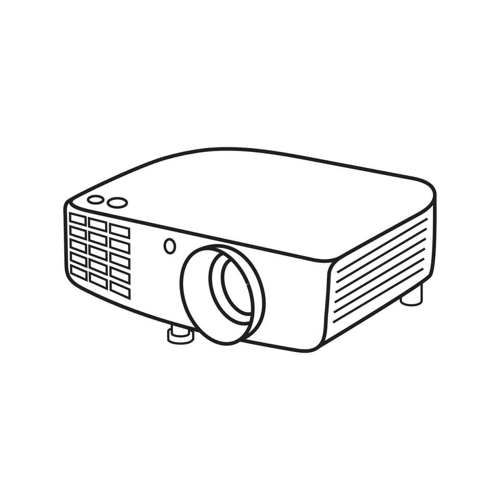 Perspektive Aussicht von lcd Beamer Video Präsentation und Zuhause Unterhaltung isoliert auf Weiß Hintergrund. editierbar Schlaganfall. Vektor Illustration eps 10.