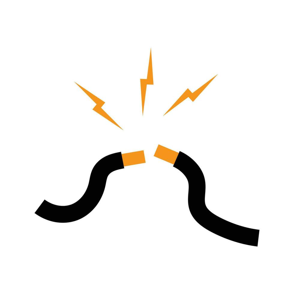 redigerbar vektor illustration av ett elektrisk gnista. kort krets med gnistor vektor ikon isolerat på vit bakgrund, elektricitet varning symbol, kort krets platt illustration.