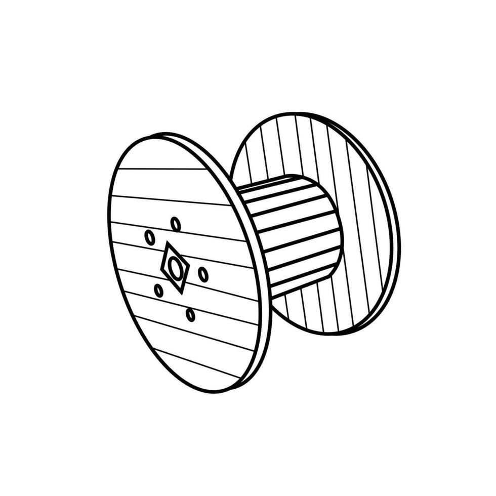 Kabel Trommel isoliert auf ein Weiß Hintergrund. hölzern Spule zum elektrisch Kabel. Vektor Illustration.