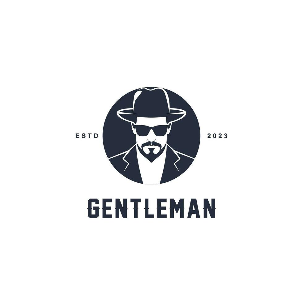 Gentleman Zahl mit Schnurrbart Logo Design Vorlage Vektor Symbol Illustration